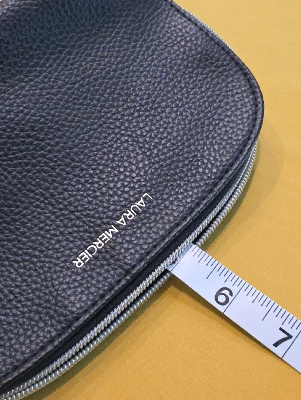 NWOT - Laura Mercier Black Pebbled Faux Leather Cosmetic Makeup Bag Pouch
